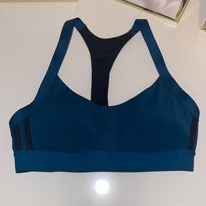 Adidas Blue racerback sports bra with black mesh